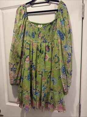 Green Floral Hemant and Nandita Mini Dress
